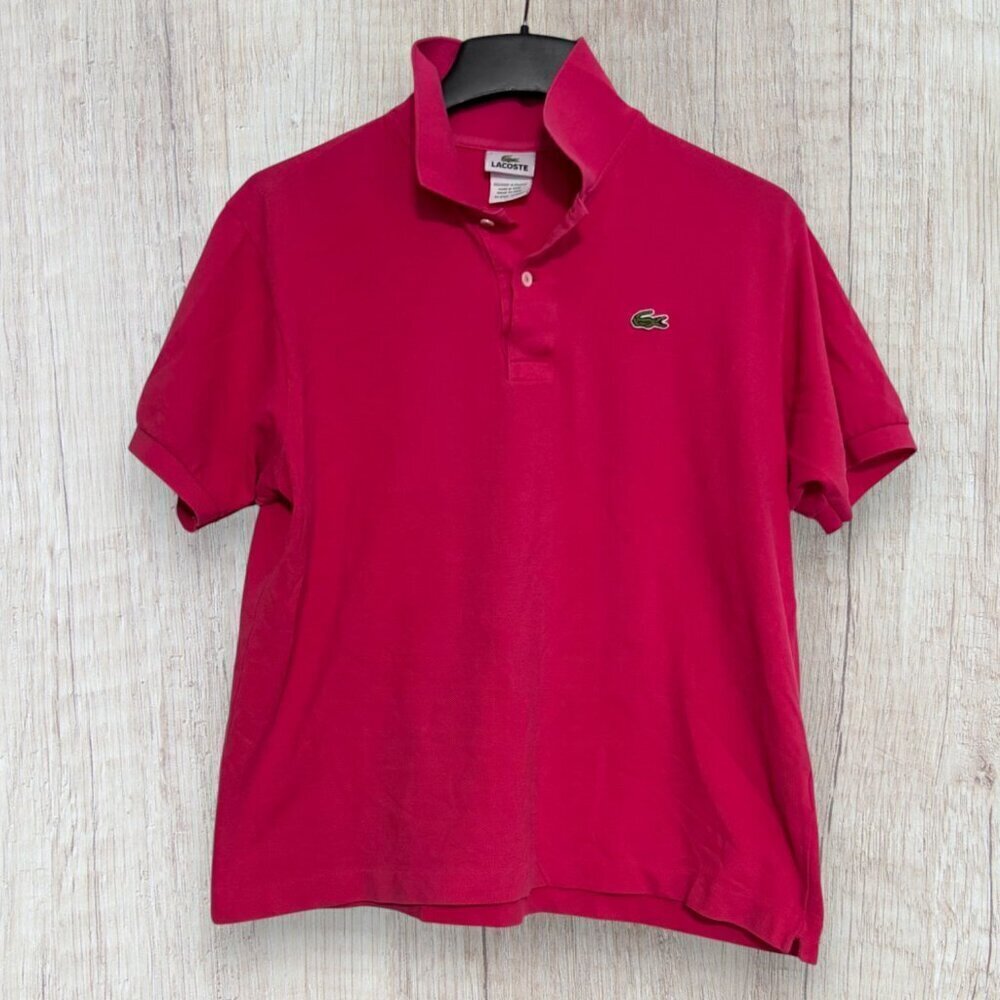 Lacoste Pink Cotton Polo Shirt Mens 6 (L) Classic Preppy Croc Logo Short Sleeve